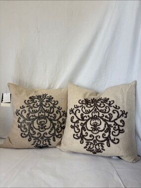 Set of 2 Devi Designs Beaded Decorative Pillows